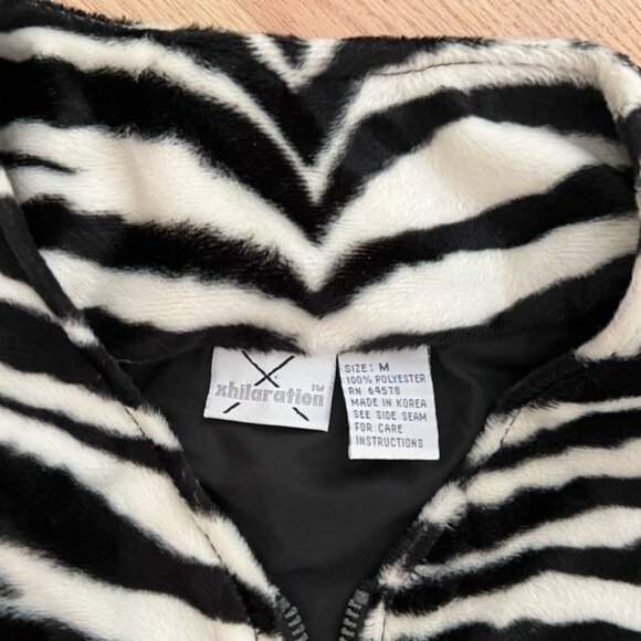 Y2K Vintage Xhileration Women’s Zebra Vest Zipper Medium - Picture 2 of 7